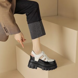Women's Platform Wedge Sandals with Velcro Strap and Round Toe