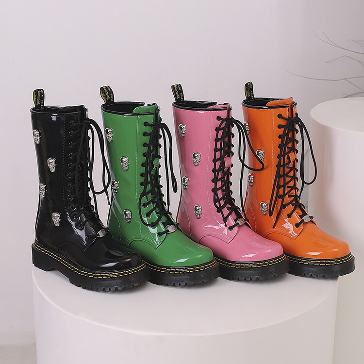 Women's Fashion Mid-Calf Boots with Lace-Up Front and Sequin Accents - Image 5