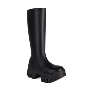 Women's High Heel Platform Fashion Boots with Side Zipper