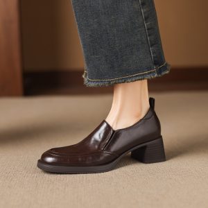 Roman Style Peep Toe Mid Heel Chunky Block Shoes