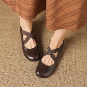 Women's Fashion Flat Shoes Korean Style Round Toe Slip-On